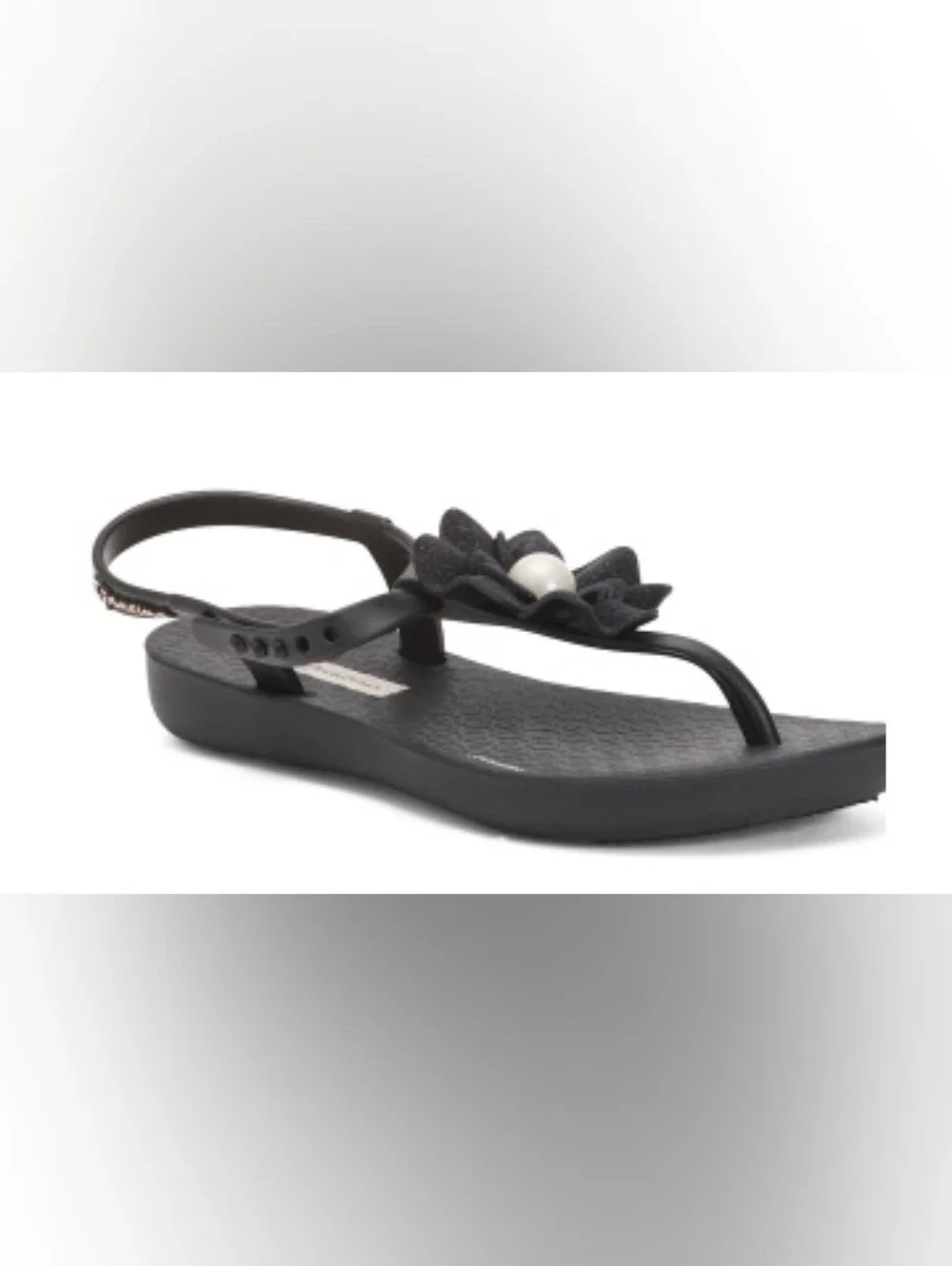 NWT Ipanema Black Floral Pearl Backstrap Sandals- Size 13/1